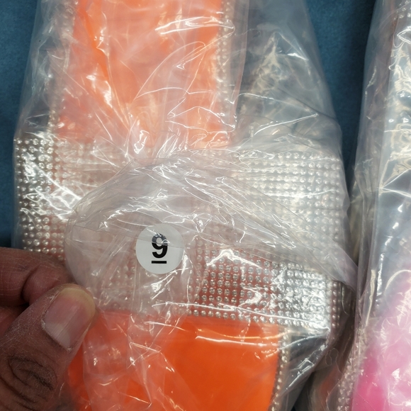 🎉HP🎉 Neon Orange Blingy Slip in Sandal Summer ready NWT - Picture 6 of 8